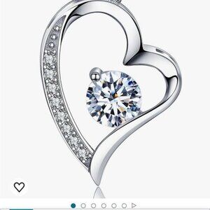 Sephla Heart Necklace 14K White Gold Plated Round Cut Cubic Zirconia stone